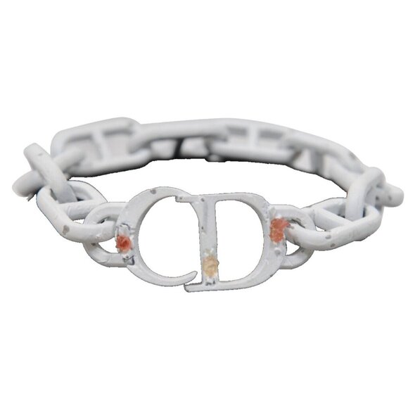 Dior Mens Daniel Arsham CD Matte White Ressin Bronze Eroded Chain Link Bracelet - Picture 1 of 13